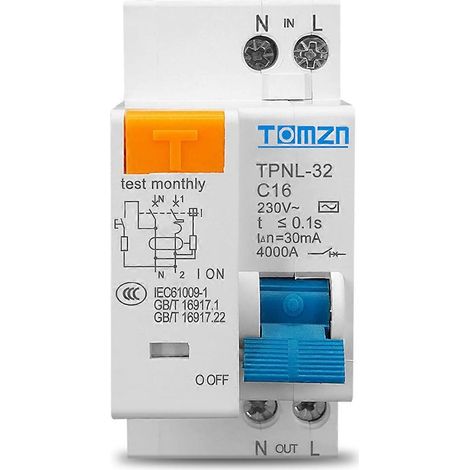Disjoncteur différentiel TPNL DPNL 230 V 1P+N avec protection contre les surintensités et les courts-circuits (RCBO M) (1/5)