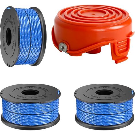 Bobine de fil pour débroussailleuse Black & Decker A6441 avec capuchons A6442-XJ, compatible avec GL315, GL337, GL350, GL650, GL651, GL652, GL653, GL655, GL656, GL660, GL670, GL680, GL5530 ( 3 bobines (1/5)