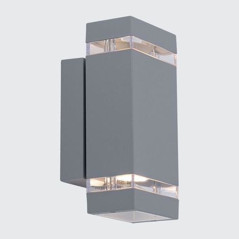 lampada da parete giardino 2 luci GU10 grigio quadrato (1/5)