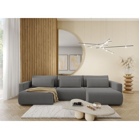 Wohnlandschaft Sofa mit Schlaffunktion CHAIRA Stoff Curio Dunkelgrau (1/3)