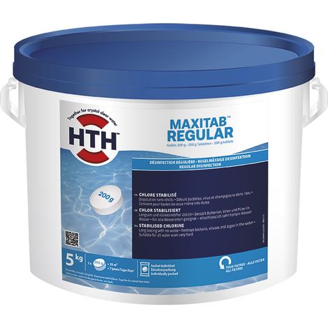 HTH MaxiTab Regular 200g - 5kg Chlor Tabletten langsam löslich Desinfektion Pool (1/3)