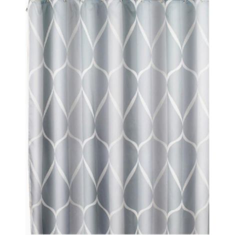 Rideau Douche Anti Moisissure, Rideau de Douche 180x200 cm, Poids Rideau Douche Tissu Polyester, Rideau Baignoire Imperméable, Lavable en Machine, avec 12 Crochets, Mélange Gris (1/5)