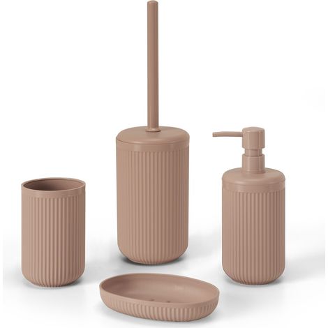 Set accessori bagno completo di 4 pz rosa cannettato Arizona (1/5)