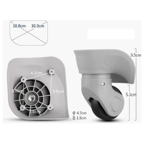 Roues universelles pour bagages, en caoutchouc durable, silencieuses, multidirectionnelles, de rechange et de réparation (grandes, grises, lot de 2)