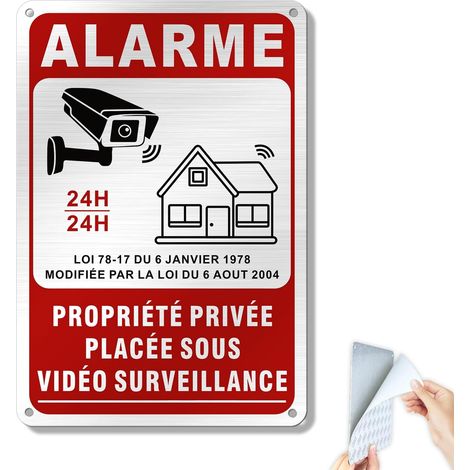 1 Panneau Alarme Aluminium, 15x22cm, Résistant UV, Adhésif, Pour Propriété Privée