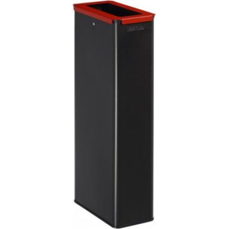Poubelle de tri sélectif Calitri - métal - 20l - gris manganèse / rouge signalisation - RAL 3020 (1/3)