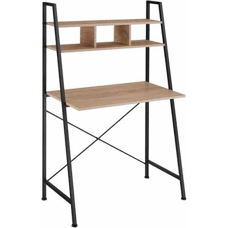 Bureau d'ordinateur 85cm X 46, style industriel et loft en bois clair (1/5)