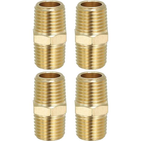 Raccord de Tuyau Hexagonal En Laiton Massif, Adaptateur Filetage, Lot 5, 1/4" Npt X 1/8" Npt, Connecteurs Ligne D'Eau Mâles - NPT x (1/5)