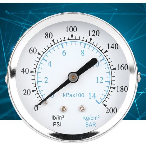 Manometer mit zwei Skalen (0–14 kg/cm², 0–200 psi), 1/8-NPT-Anschluss an der Rückseite (1/5)