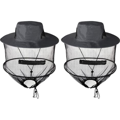 Set da 2 pezzi: berretto con zanzariera integrata, cappello da sole con zanzariera, mascherina, cappello safari con zanzariera integrata (grigio)