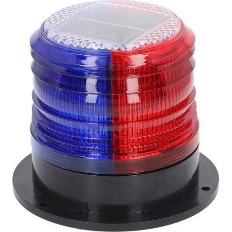 Ortviai Balise LED clignotante solaire avec base magnétique, rouge et bleu, pour toit de véhicule ou signalisation d’urgence (1/5)