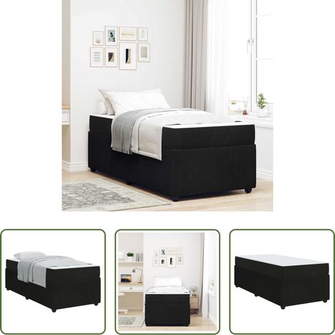 vidaXL Matelas - Cadre de lit avec matelas Noir 80 x 200 cm tissu (1/5)