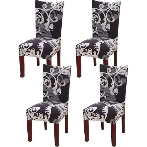 Housses de chaise de salle à manger Marron + blanc 4 pièces-Fei Yu (1/4)