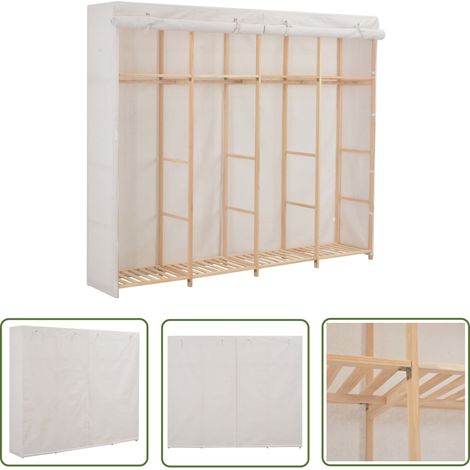 Furniture Limited - Garde-robe Blanc 200 x 40 x 170 cm Tissu (1/5)