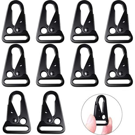 10 Pièces Ceinture à Suspendre Mousqueton, Mousqueton Suspendu Tactique, Mousqueton Tactique, pour l'Alpinisme, Le Camping, la Randonnée, la Chasse, Les Activités de Plein Air (Noir) (1/5)