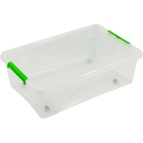 Boîte transparente multiusage avec roues 29 l - 58,5 x 39 x 17 cm (1/2)
