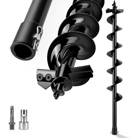 Foret hélicoïdal de Jardinage L 800mm Ø 100mm avec pour les Foreurs de Puits SDS-PLUS Convient aux sols durs Mèche Jardin Foreuse Tarière Forets de Jardin en Spirale Perceuse de Terre Creuser des Trou (1/5)