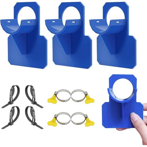 Lot de 4 supports de tuyau de piscine avec anti-perforation, anti-déchirure, anti-traction (30 à 37 mm), bleu (1/5)