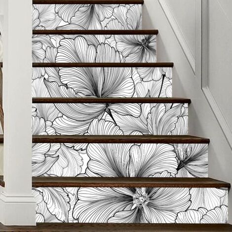 QORVA-Bandes de contremarche, papier contact floral en PVC autocollant et amovible, 39,37 x 7,09 pouces