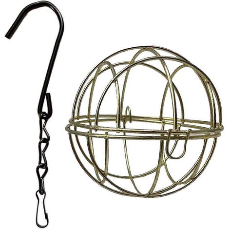 Mangeoire suspendue en forme de globe avec chaîne, distributeur de nourriture pour oiseaux en fer, idéale pour jardin, terrasse ou balcon.-gold
