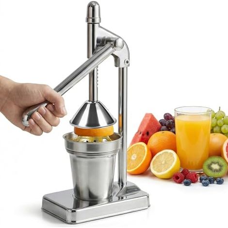 Handmatige citruspers van gietijzer-handmatige citruspers van roestvrij staal- robuuste citrus- en citroenpers-gietijzeren citruspers geschikt voor vers fruit zoals sinaasappels- professioneel en huis (1/5)