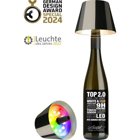 Sompex Top 2.0, lampada per bottiglie ricaricabile grigio siderale