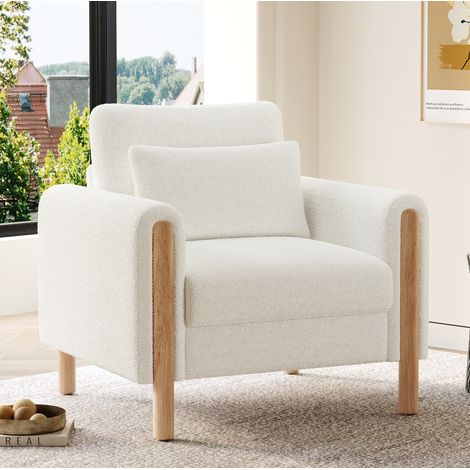 Fauteuil lounge Teddy blanc compact 1 place OKMYHOME (1/5)