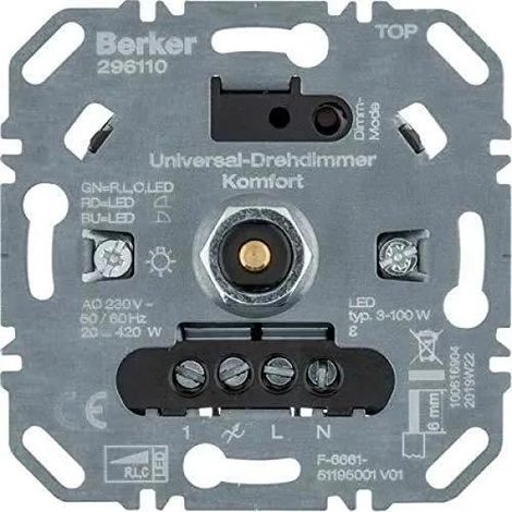 Berker Regulador rotativo universal blanco para luminaria