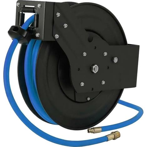 Enrouleur de tuyau d'air, construction en acier durable, fonction de réenroulement automatique, 25ft (1/5)
