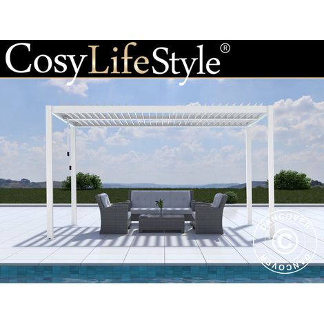 Bioclimatic pergola gazebo San Pablo Alu+, 3x4 m, White - Dancover