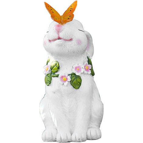 Ornement Solaire Lumineux Lapin en Résine pour Jardin Extérieur Décoratif, Lampe Solaire Blanche, Décoration Patio Créative et Écologique, Éclairage Jardin Autonome (1/5)