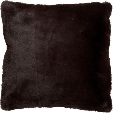 Coussin Imitation Fourrure "Cutie" 45x45cm Marron Foncé (1/2)