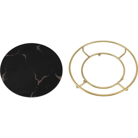 Rutschfestes Badezimmertablett, elegantes Kosmetiktablett, Organizer für Kosmetik und Schmuck, schwarz und rund (1/5)