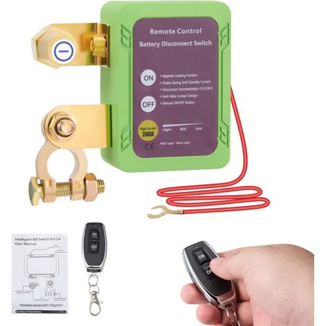 Coupe‑Batterie Télécommandé Sans Fil 12V, 240A, Affichage Tension LED, Interrupteur Déconnexion Automatique, Contacts Cuivre IPX6, pour Voiture, Camping‑Car, ATV et Camion (1/5)