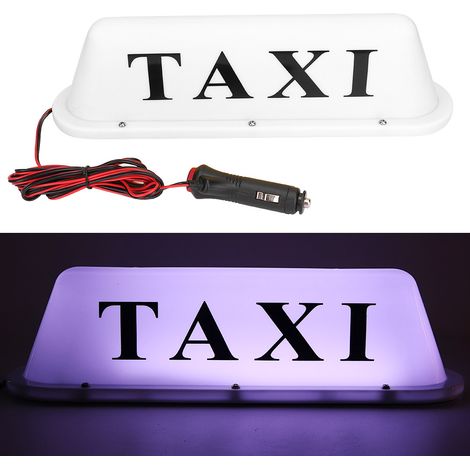 Panneau lumineux magnétique LED 12V pour taxi, à placer sur le toit d'une voiture. Lampe ultra-lumineuse avec allume-cigare (boîtier blanc). (1/5)