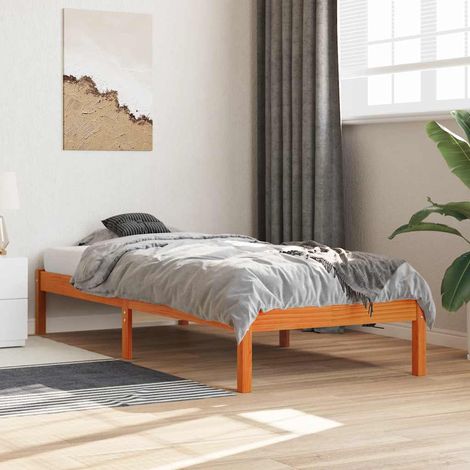 Estructura de cama sin colchón madera maciza marrón 75x190 cm (1/5)
