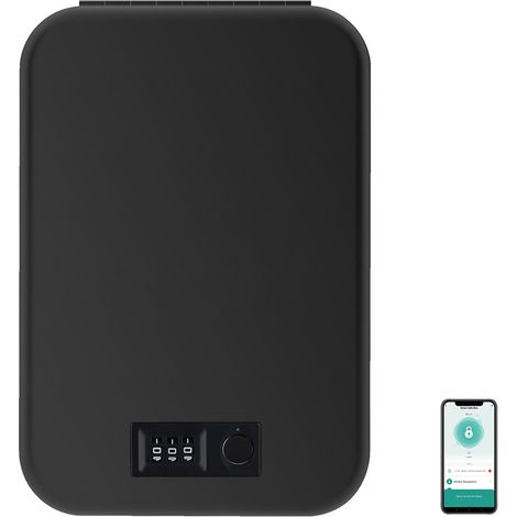 NW 1776 Coffre-Fort Portable Connecté - Contrôle via Application Smartphone, Empreinte Digitale et Code Mécanique - Boîte de Sécurité Antivol avec Câble Acier pour Voiture, Voyage et Maison (1/5)
