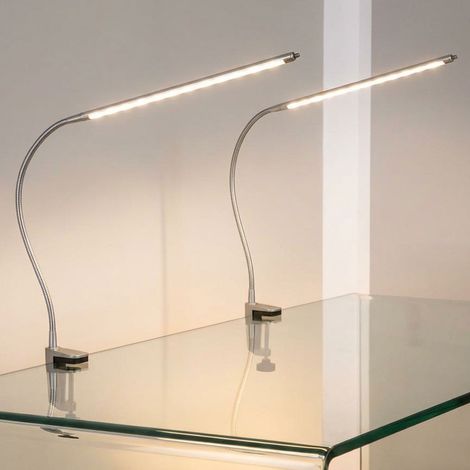 Lampada a LED a morsetto da tavolo lampada da tavolo regolabile argento, metallo, 1x LED bianco caldo, LxA 38x60 cm, set di 2 (1/5)