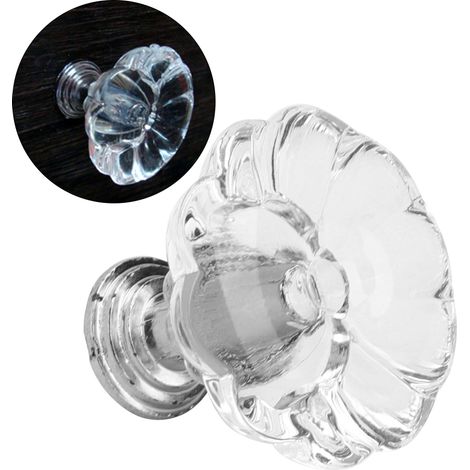 5PCS Poignées de Porte en Cristal Transparent, Style Moderne pour Meuble de Cuisine et Salle de Bain (1/5)