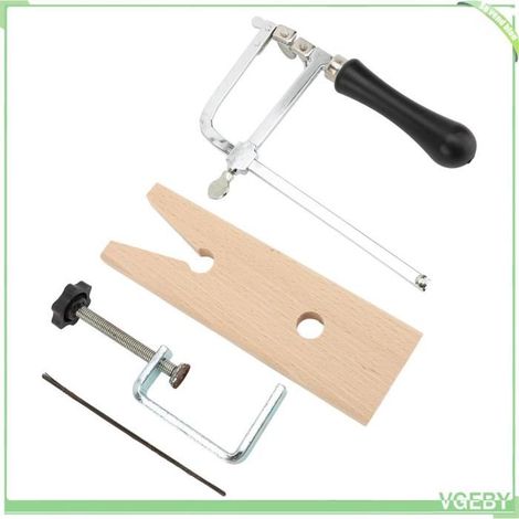 Kit de scie de bijoutier - FAFEICY - u Forme de Midi - Manche bois réglable - 12 lames incluses - Pour couper le métal (1/5)