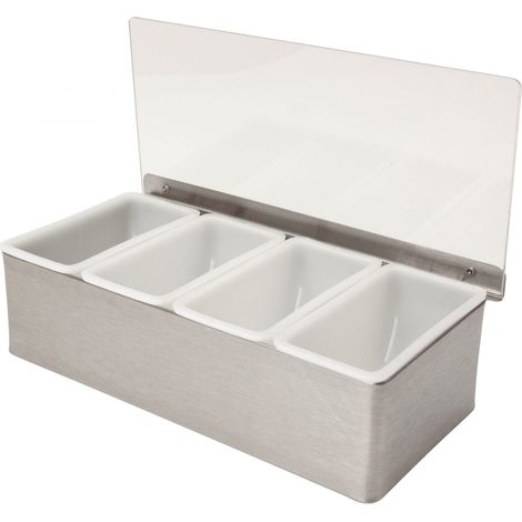 Porte-condiment - 4 compartiments - Inox