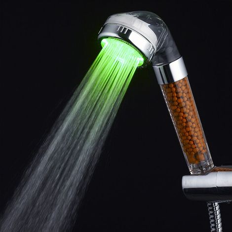 LED-Dusche, Anti-Kalk-Duschkopf, 3-Farben-LED-Duschkopf mit wassersparendem Hochdruck-Schlauchfiltersystem (1/5)