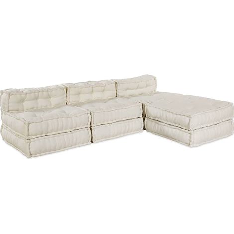 Unité de canapé modulaire 4 pcs Crème Tissu