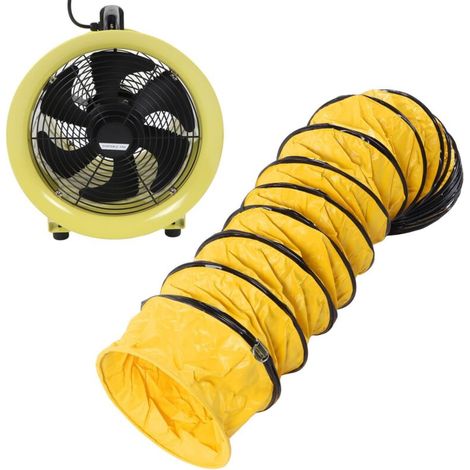 Rosvola Souffleur filaire Utilitaire de Souffleur Haute capacité de 12 Pouces avec Tuyau de Conduit de 5m 10m, Mode 2 Vitesses, évacuateur de Fumée Portable (Prise UE 220V) (1/5)