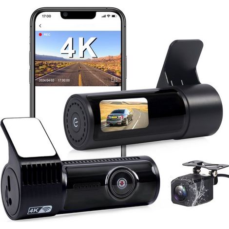 Front und Rückfahrkamera 4K-WLAN-Autokamera mit 64-GB-SD-Karte Loop-Aufnahme G-Sensor App-Steuerung hervorragende Nachtsicht 170 140 Weitwinkel (1/5)