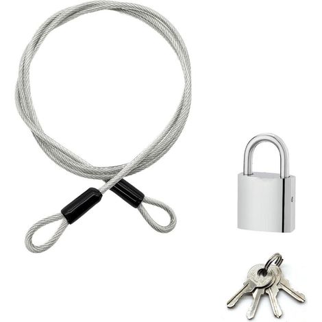 Sicherheitskabel mit Schloss 5mm, 2m, Edelstahl, für Fahrräder & mehr