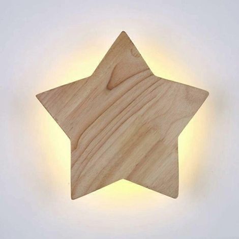 Applique murale LED 15W moderne en bois, lumière chaude 3000K, idéale pour la chambre d'enfant (garçon ou fille). Lampe de chevet créative pour chambre d'enfant. (1/4)