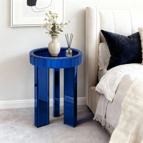 Round Glass Side Table With Tray Top Sofa Table (1/5)