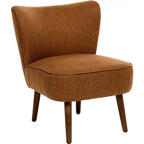 Fauteuil de salon crapaud scandinave avec pieds en bois, coloris ambre- Longueur 57 x Profondeur 69 x Hauteur 72,5 cm (1/3)