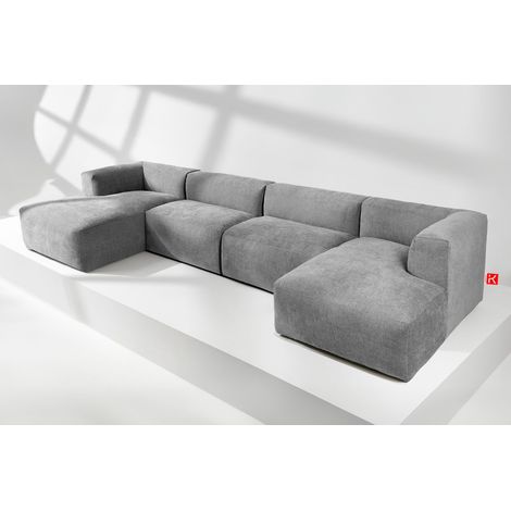 KONSIMO BUFFO 7/8 Sitzer Panorama-Ecksofa mit extrem weicher und bequemer Sitz, grau (1/5)